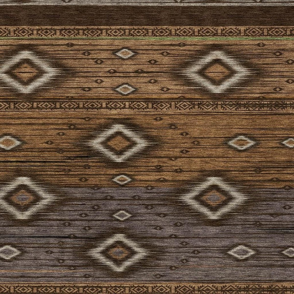 HomeRoots 5' Stylish Chocolate Copper and Gray Tribal Washable Area Rug for Indoor and Outdoor Spaces 10' X 14' 626737