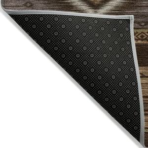 HomeRoots 5' Stylish Chocolate Copper and Gray Tribal Washable Area Rug for Indoor and Outdoor Spaces 10' X 14' 626737