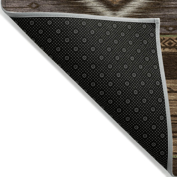 HomeRoots 5' Stylish Chocolate Copper and Gray Tribal Washable Area Rug for Indoor and Outdoor Spaces 10' X 14' 626737