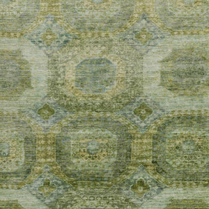 HomeRoots 5' Artichoke Green and Beige Medallion Area Rug - Durable, Washable Design for Indoor & Outdoor Use 8' X 10' 626753