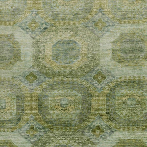 HomeRoots 5' Artichoke Green and Beige Medallion Area Rug - Durable, Washable Design for Indoor & Outdoor Use 9' X 12' 626754