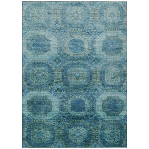 HomeRoots 5' Blue and Ivory Medallion Area Rug - Stylish, Washable, Durable for Indoor and Outdoor Spaces 5' X 8' 626757