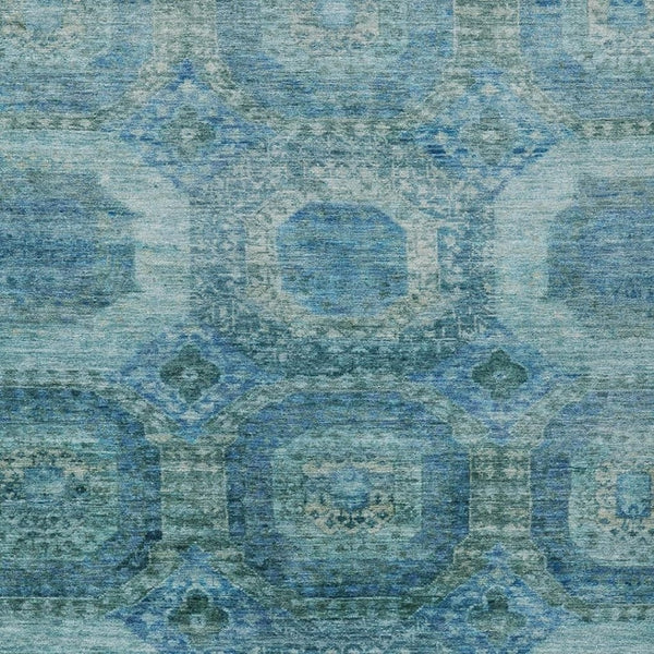 HomeRoots 5' Blue and Ivory Medallion Area Rug - Stylish, Washable, Durable for Indoor and Outdoor Spaces 5' X 8' 626757