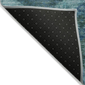 HomeRoots 5' Blue and Ivory Medallion Area Rug - Stylish, Washable, Durable for Indoor and Outdoor Spaces 8' Round 626758