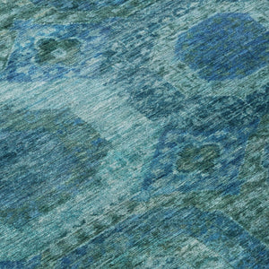 HomeRoots 5' Blue and Ivory Medallion Area Rug - Stylish, Washable, Durable for Indoor and Outdoor Spaces 8' Round 626758