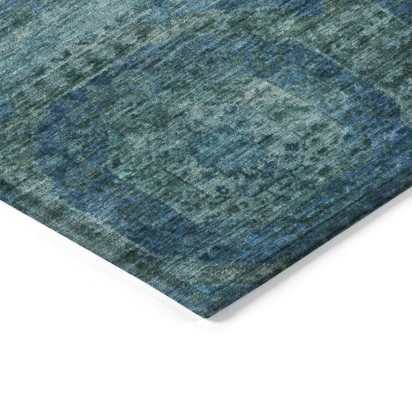 HomeRoots 5' Blue and Ivory Medallion Area Rug - Stylish, Washable, Durable for Indoor and Outdoor Spaces 8' X 10' 626759