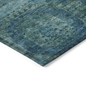 HomeRoots 5' Blue and Ivory Medallion Area Rug - Stylish, Washable, Durable for Indoor and Outdoor Spaces 9' X 12' 626760