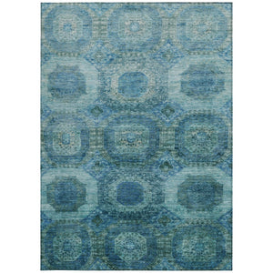 HomeRoots 5' Blue and Ivory Medallion Area Rug - Stylish, Washable, Durable for Indoor and Outdoor Spaces 10' X 14' 626761