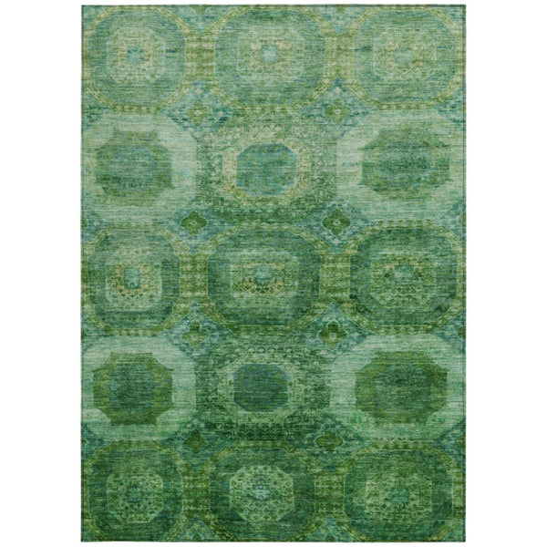 HomeRoots 5' Emerald Medallion Washable Indoor Outdoor Area Rug - Durable, Elegant, and Easy-Care Design 5' X 8' 626763