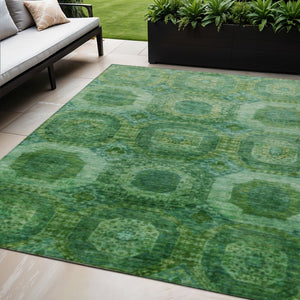 HomeRoots 5' Emerald Medallion Washable Indoor Outdoor Area Rug - Durable, Elegant, and Easy-Care Design 5' X 8' 626763