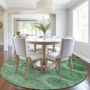 HomeRoots 5' Emerald Medallion Washable Indoor Outdoor Area Rug - Durable, Elegant, and Easy-Care Design 8' Round 626764