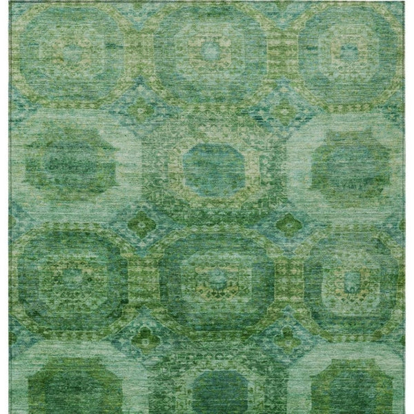 HomeRoots 5' Emerald Medallion Washable Indoor Outdoor Area Rug - Durable, Elegant, and Easy-Care Design 8' X 10' 626765
