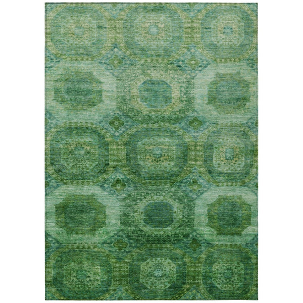 HomeRoots 5' Emerald Medallion Washable Indoor Outdoor Area Rug - Durable, Elegant, and Easy-Care Design 8' X 10' 626765