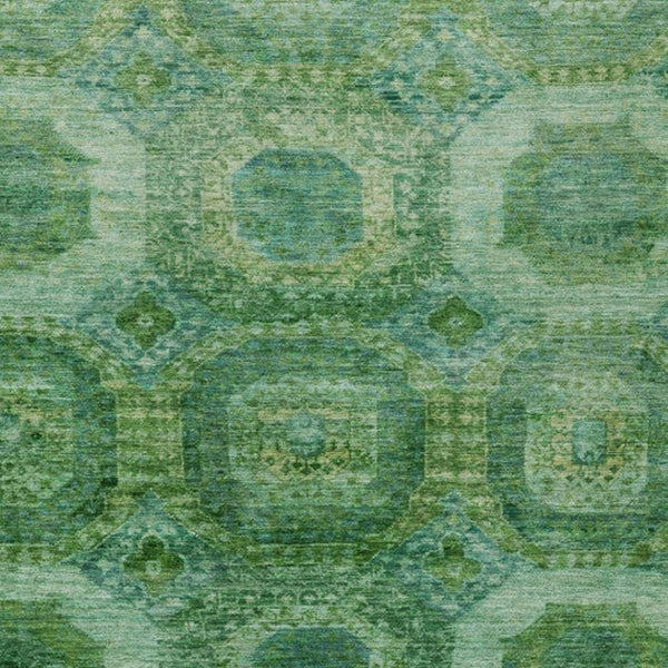 HomeRoots 5' Emerald Medallion Washable Indoor Outdoor Area Rug - Durable, Elegant, and Easy-Care Design 8' X 10' 626765