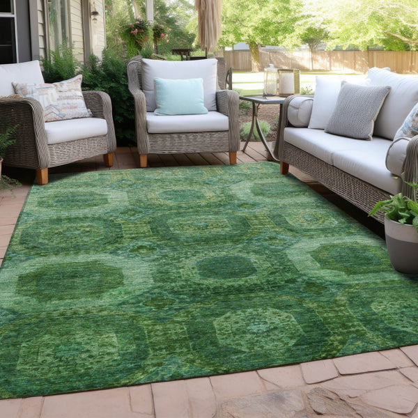HomeRoots 5' Emerald Medallion Washable Indoor Outdoor Area Rug - Durable, Elegant, and Easy-Care Design 9' X 12' 626766