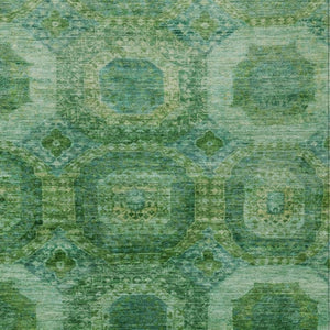 HomeRoots 5' Emerald Medallion Washable Indoor Outdoor Area Rug - Durable, Elegant, and Easy-Care Design 9' X 12' 626766