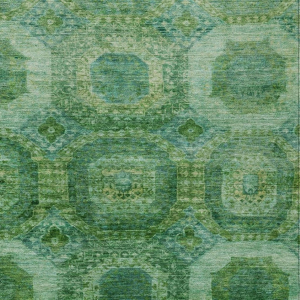 HomeRoots 5' Emerald Medallion Washable Indoor Outdoor Area Rug - Durable, Elegant, and Easy-Care Design 9' X 12' 626766