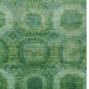 HomeRoots 5' Emerald Medallion Washable Indoor Outdoor Area Rug - Durable, Elegant, and Easy-Care Design 10' X 14' 626767
