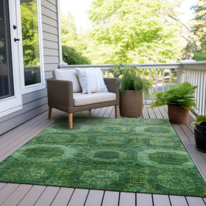 HomeRoots 5' Emerald Medallion Washable Indoor Outdoor Area Rug - Durable, Elegant, and Easy-Care Design 10' X 14' 626767
