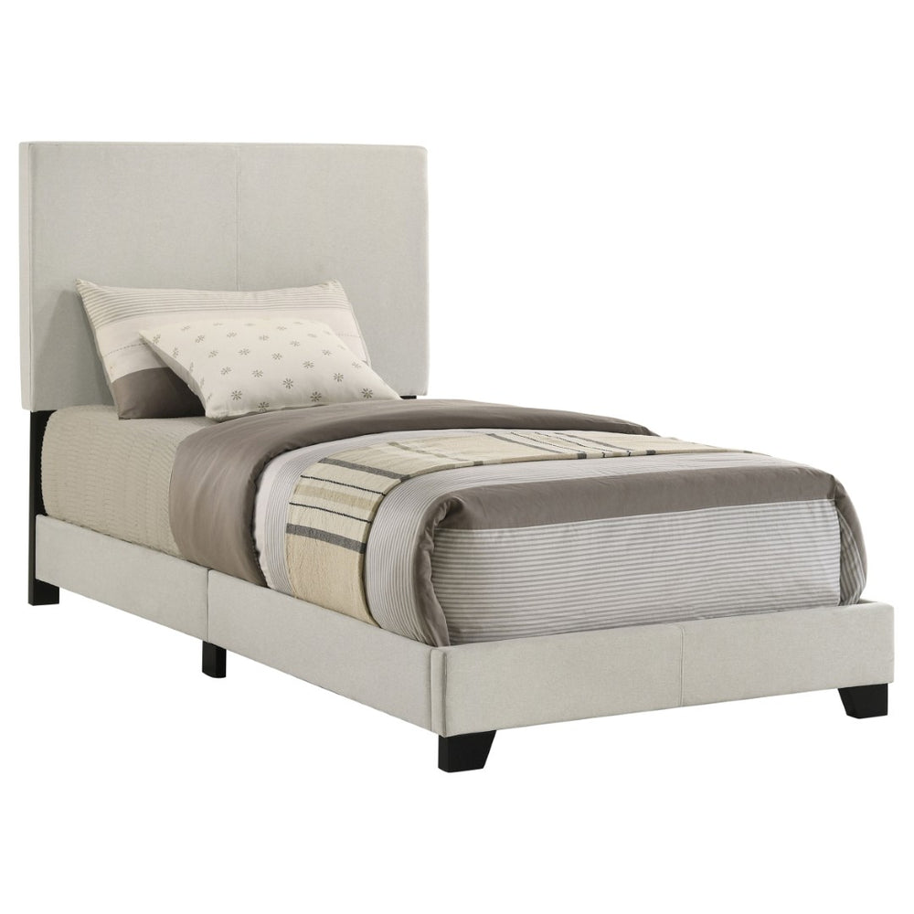 English Elm Efram Upholstered Twin Bed with Padded Headboard and Matte Black Wood Legs B062P441120