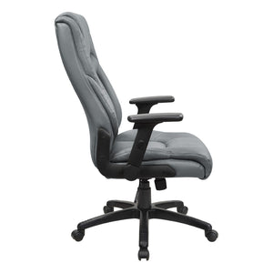 OSP Home Furnishings Exec High Back Bonded Leather Office Chair with Lumbar Support and Pneumatic Lift Grey EC93580-EC42