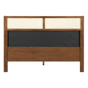 English Elm Queen Platform Bed Solid Wood Frame Velvet Headboard Modern Minimalist Bedroom N770PQ375070D