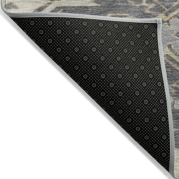 HomeRoots 5' Stylish Beige and Gray Tribal Washable Area Rug for Indoor and Outdoor Spaces, Durable Design 8' Round 626806