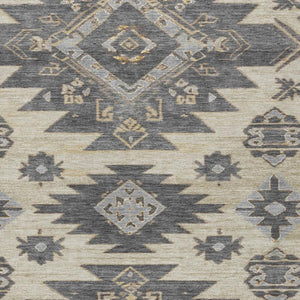 HomeRoots 5' Stylish Beige and Gray Tribal Washable Area Rug for Indoor and Outdoor Spaces, Durable Design 8' X 10' 626807