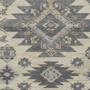 HomeRoots 5' Stylish Beige and Gray Tribal Washable Area Rug for Indoor and Outdoor Spaces, Durable Design 9' X 12' 626808