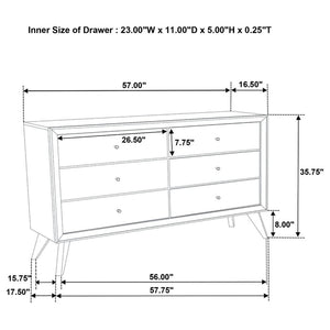 English Elm Contemporary Solid Wood White Dresser with Wave Fronts Bronze Knobs and Angled Legs B2741P470089