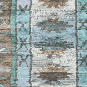 HomeRoots 5' Stylish Brown and Teal Blue Tribal Washable Area Rug for Indoor and Outdoor Spaces, Durable Design 5' X 8' 626841
