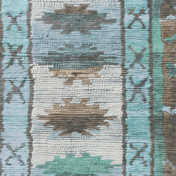HomeRoots 5' Stylish Brown and Teal Blue Tribal Washable Area Rug for Indoor and Outdoor Spaces, Durable Design 10' X 14' 626845