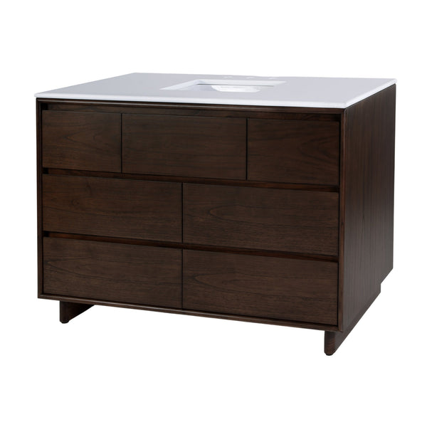 Butler Halmstad Rectangular Wood Single Sink Vanity Set with 6 Drawers and Elegant Quartz Top