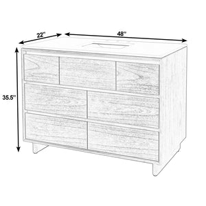 Butler Halmstad Rectangular Wood Single Sink Vanity Set with 6 Drawers and Elegant Quartz Top