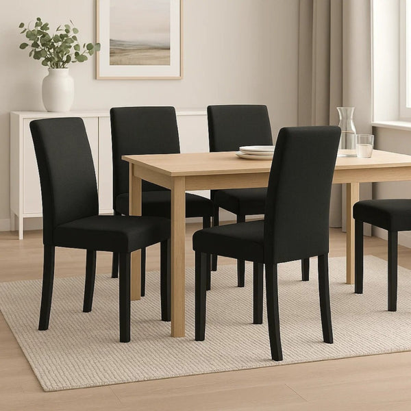 English Elm Syon Fabric Upholstered Dining Chair Set of 4 Matte Black Wood Frame Modern B056P417075