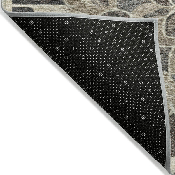 HomeRoots 5' Chocolate and Taupe Damask Area Rug - Elegant, Durable, Machine Washable for Indoor & Outdoor Use 8' Round 626885