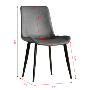 English Elm Dining Chairs Set of Four Gray Pu Leather Gold Leg Modern Kitchen Seating W2700P352198