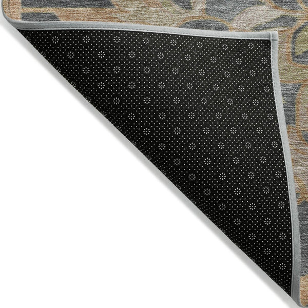 HomeRoots 5' Terra Cotta and Charcoal Damask Area Rug - Stylish, Durable, Washable for Indoor and Outdoor Use 8' Round 626909