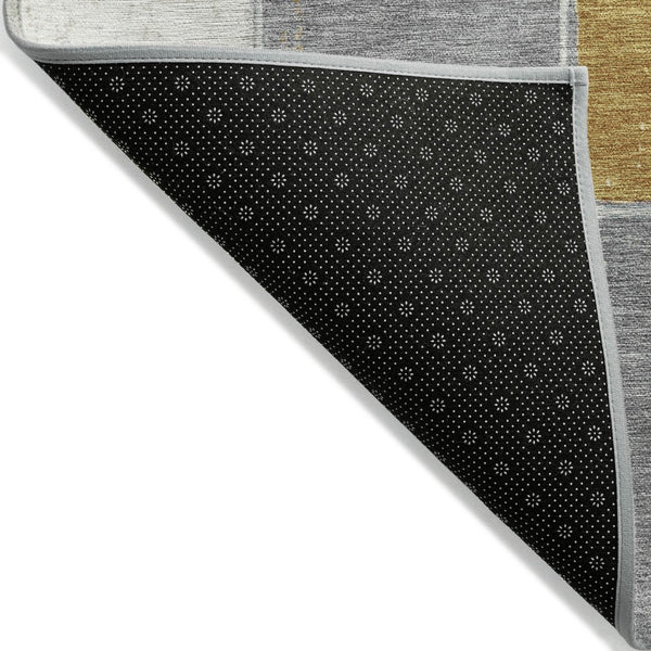 HomeRoots 5' Gold and Gray Geometric Indoor Outdoor Area Rug - Stylish, Washable, and Stain-Resistant Solution 10' X 14' 626941