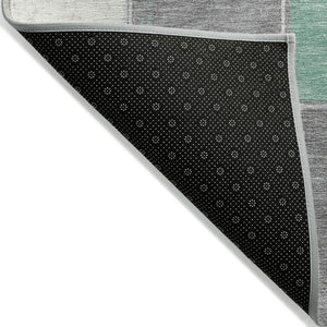HomeRoots 5' Modern Mint Green and Gray Geometric Washable Area Rug for Indoor and Outdoor Durability 10' X 14' 626947