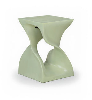 Meridian Furniture Jula Sculptural Concrete End Table Art Deco Twisted Form for Indoor Outdoor Living Spaces Green 626Green-ET