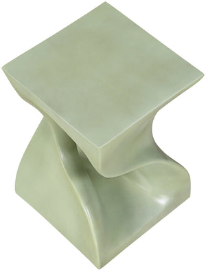 Meridian Furniture Jula Sculptural Concrete End Table Art Deco Twisted Form for Indoor Outdoor Living Spaces Green 626Green-ET