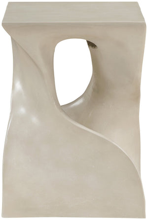 Meridian Furniture Jula Sculptural Concrete End Table Art Deco Twisted Form for Indoor Outdoor Living Spaces Beige 626Sand-ET