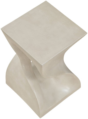 Meridian Furniture Jula Sculptural Concrete End Table Art Deco Twisted Form for Indoor Outdoor Living Spaces Beige 626Sand-ET