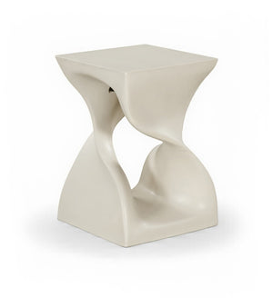 Meridian Furniture Jula Sculptural Concrete End Table Art Deco Twisted Form for Indoor Outdoor Living Spaces Taupe 626Taupe-ET