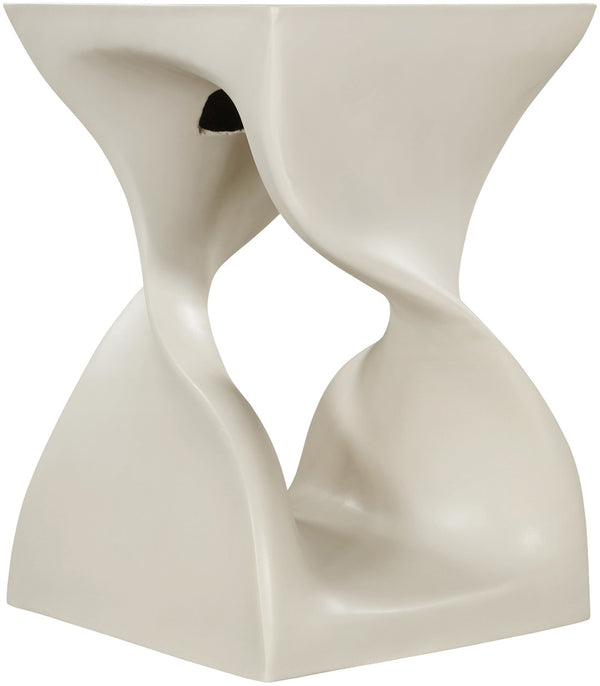 Meridian Furniture Jula Sculptural Concrete End Table Art Deco Twisted Form for Indoor Outdoor Living Spaces Taupe 626Taupe-ET