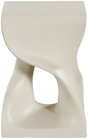 Meridian Furniture Jula Sculptural Concrete End Table Art Deco Twisted Form for Indoor Outdoor Living Spaces Taupe 626Taupe-ET