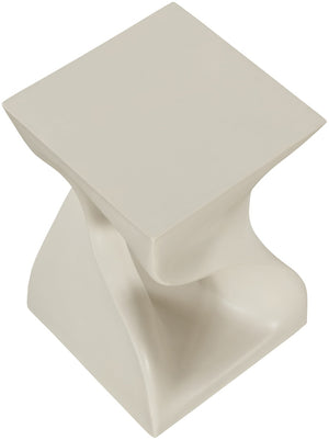 Meridian Furniture Jula Sculptural Concrete End Table Art Deco Twisted Form for Indoor Outdoor Living Spaces Taupe 626Taupe-ET