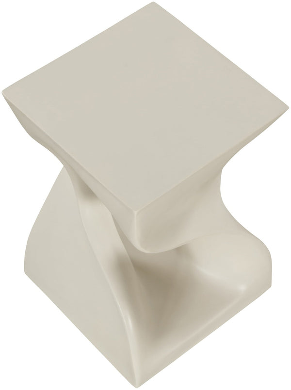 Meridian Furniture Jula Sculptural Concrete End Table Art Deco Twisted Form for Indoor Outdoor Living Spaces Taupe 626Taupe-ET