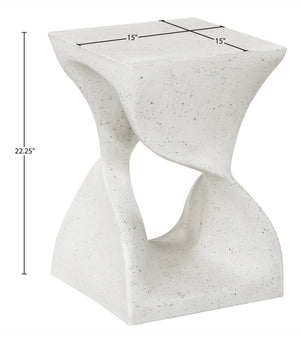Meridian Furniture Jula Sculptural Concrete End Table Art Deco Twisted Form for Indoor Outdoor Living Spaces Terrazzo 626Trzo-ET